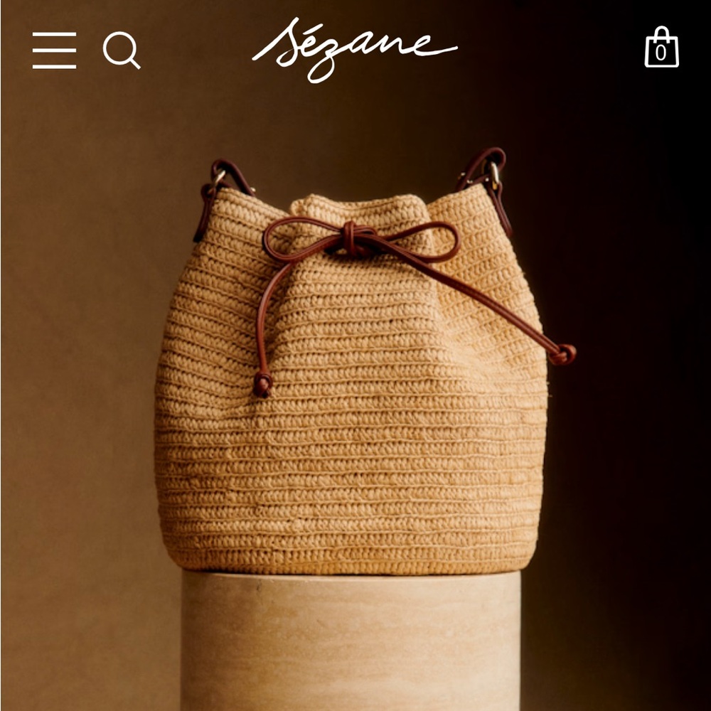 Sezane Farrow Bag Natural Raffia - Size TU